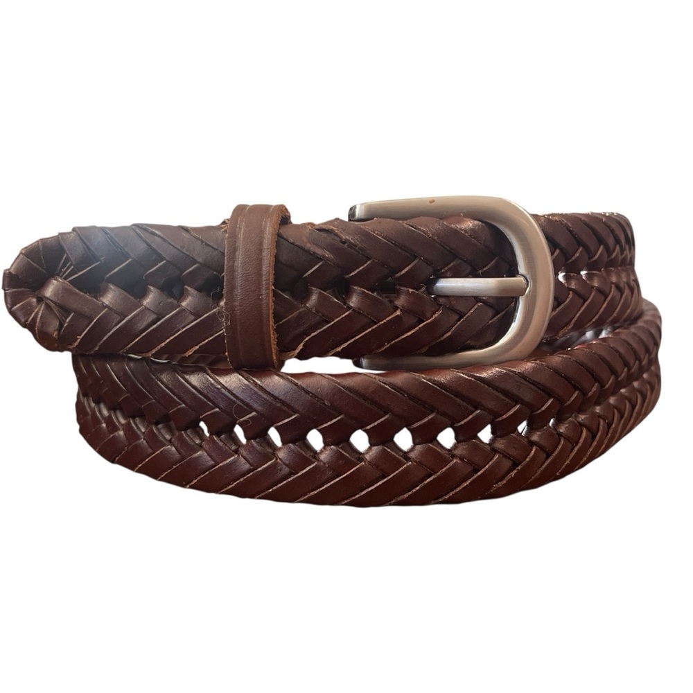 Wrangler Men's Tubular Braided Leather Belt in Chestnut Brown